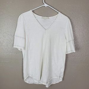 Weekend Suzanne Betro White V-Neck Hi-Lo T-Shirt M